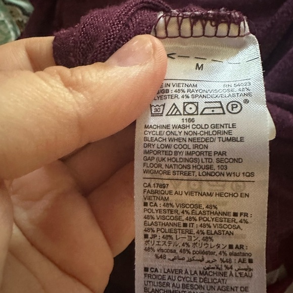 GAP Ruby Wine Long Sleeve Surplice Cross Knit Top - Picture 8 of 9